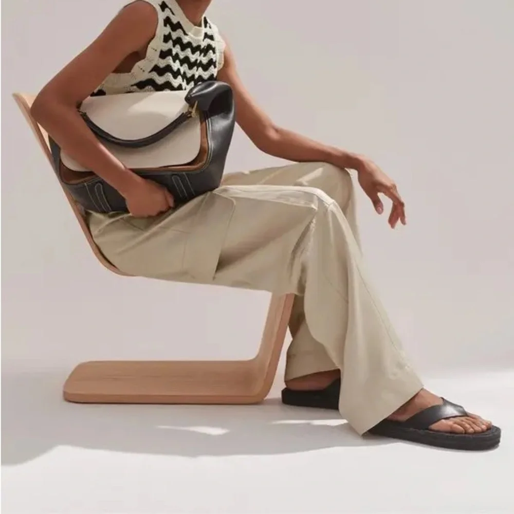 ME+EM Black Leather Espadrille Toe-Post Sandals